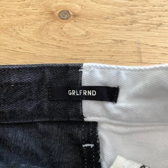 GRLFRND Helena High Rise Cut Off  Shorts in Black & White - Picture 3 of 5